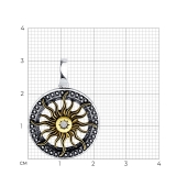 Подвеска из серебра с чернением, позолотой и фианитом