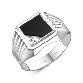 Кольцо-печатка из серебра с ониксом