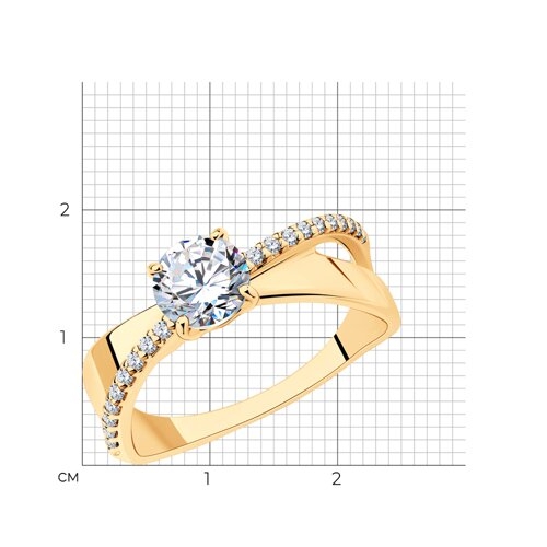 Кольцо из серебра с позолотой и фианитами