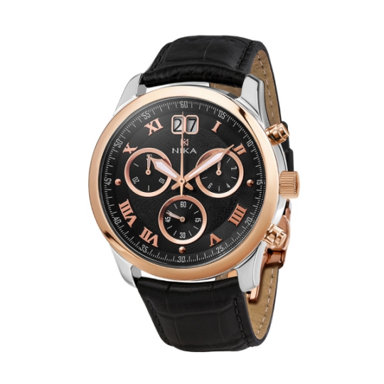 Женские серебряные часы с золотым безелем