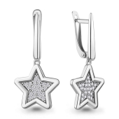Серьги из серебра с фианитами 