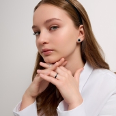 Кольцо из серебра с эмалью и фианитом