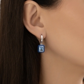 Серьги из серебра с эмалью и фианитами