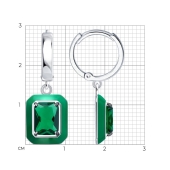 Серьги из серебра с эмалью и фианитами