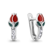 Серьги из серебра с эмалью и фианитами