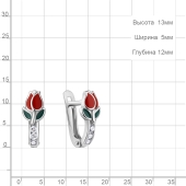 Серьги из серебра с эмалью и фианитами