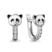 Серьги из серебра с эмалью и фианитами