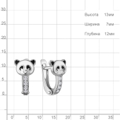 Серьги из серебра с эмалью и фианитами