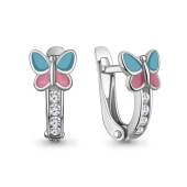 Серьги из серебра с эмалью и фианитами