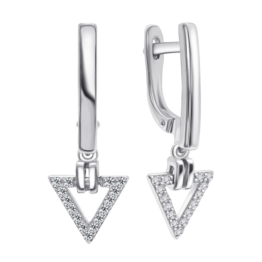 Серьги-трансформеры из серебра с горным хрусталем и фианитами