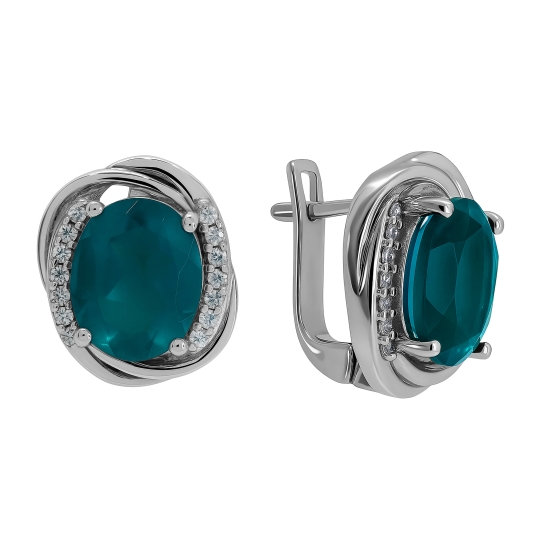 Серьги из серебра с фианитами