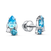 Серьги из серебра с фианитами