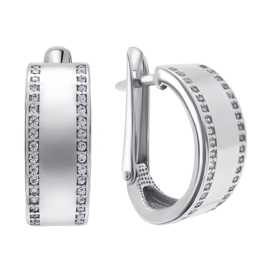 Серьги из серебра с ювелирными кристаллами и фианитами