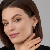 Серьги из серебра с золотой вставкой и бриллиантами