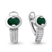 Серьги из серебра с агатами и фианитами