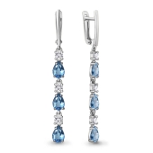 Серьги из серебра с топазами Swiss и фианитами