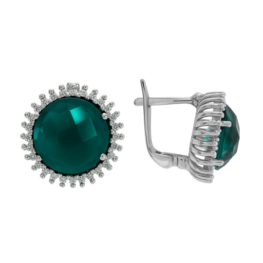 Серьги из серебра с фианитом