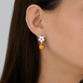 Серьги из серебра с эмалью и фианитами