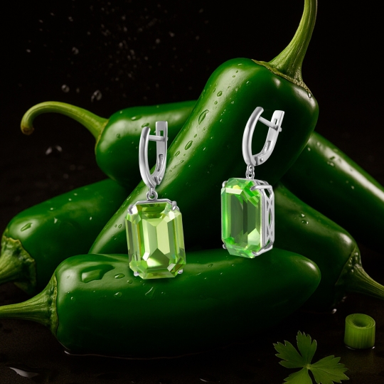 Серьги из серебра с кварцами и фианитами