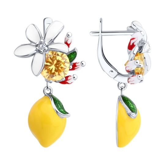 Серьги из серебра с фианитами