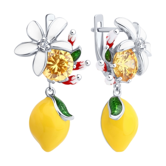 Серьги из серебра с фианитами