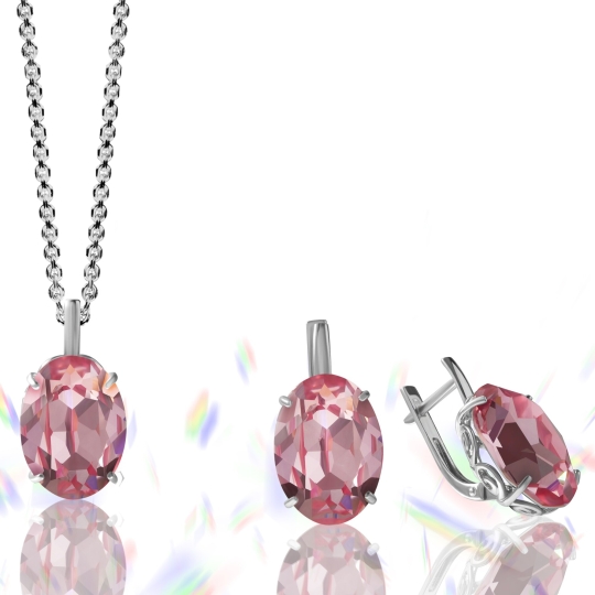 Серьги из серебра с фианитами 