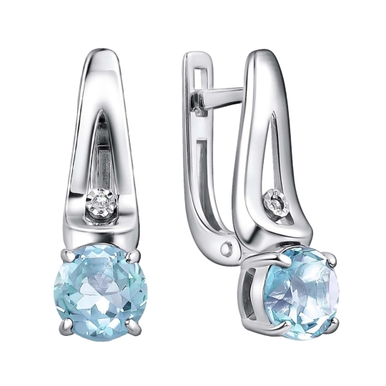 Серьги из серебра с топазами, аметистами и фианитами