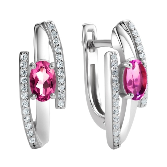 Серьги из серебра с фианитами