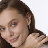 Серьги из серебра с цитринами и фианитами