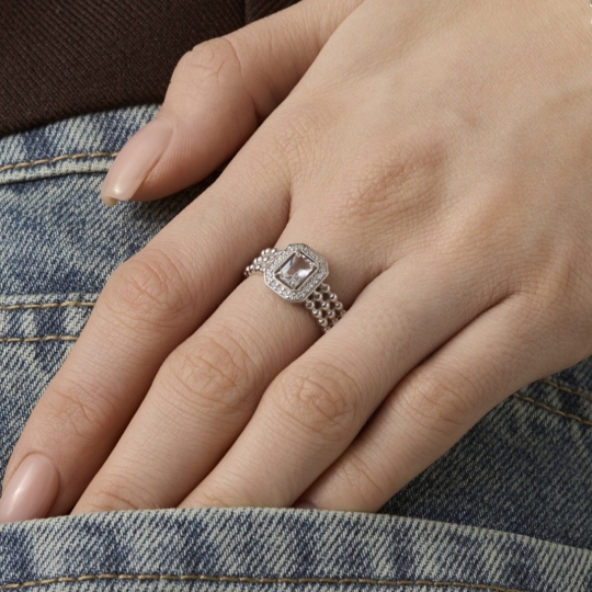 Серьги из серебра с горным хрусталем и фианитами