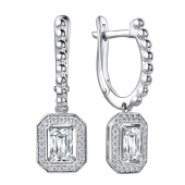 Серьги из серебра с горным хрусталем и фианитами