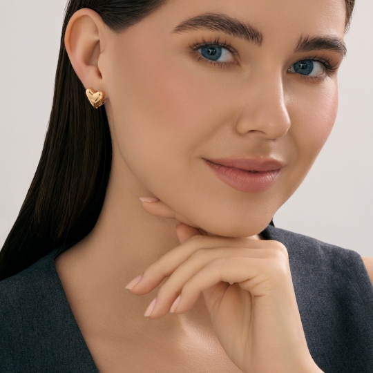 Серьги из золота с гранатами и фианитами