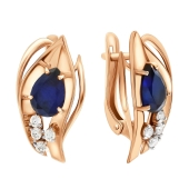 Серьги из золота с сапфирами и фианитами