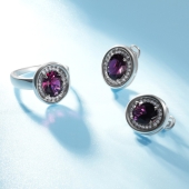 Серьги из серебра с аметистами и фианитами