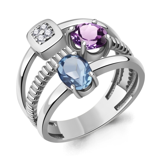 Серьги из серебра с миксом камней