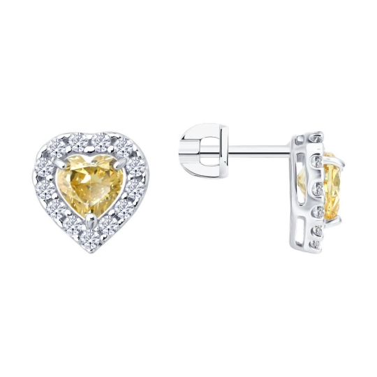 Серьги из серебра с фианитами