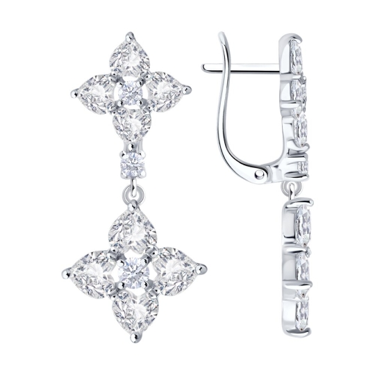 Серьги из серебра с фианитами 