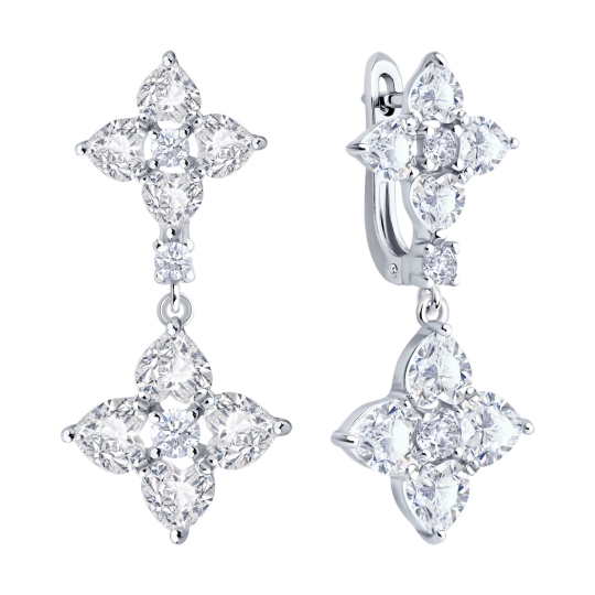 Серьги из серебра с фианитами 