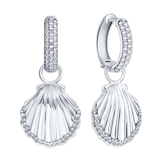 Серьги из серебра с ювелирным стеклом и фианитами