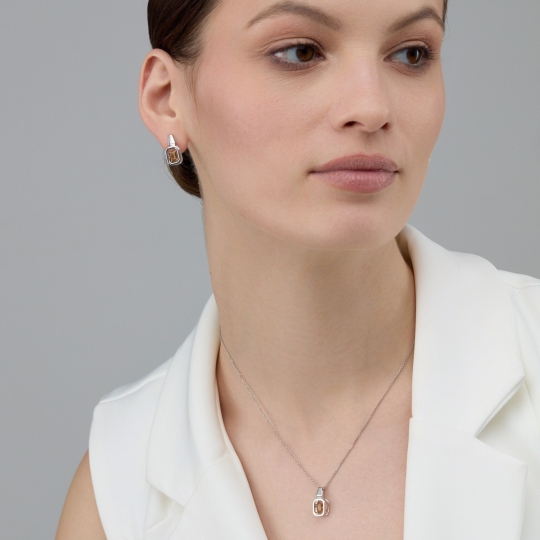 Серьги из серебра с фианитами