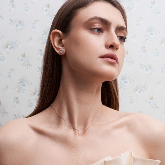 Серьги из золота с ситаллами радужный кварц и фианитами