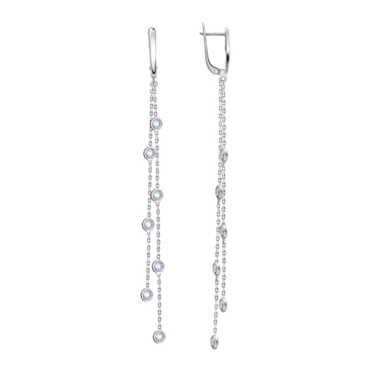Серьги из серебра с фианитами