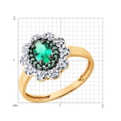 Кольцо из серебра с позолотой и  фианитами