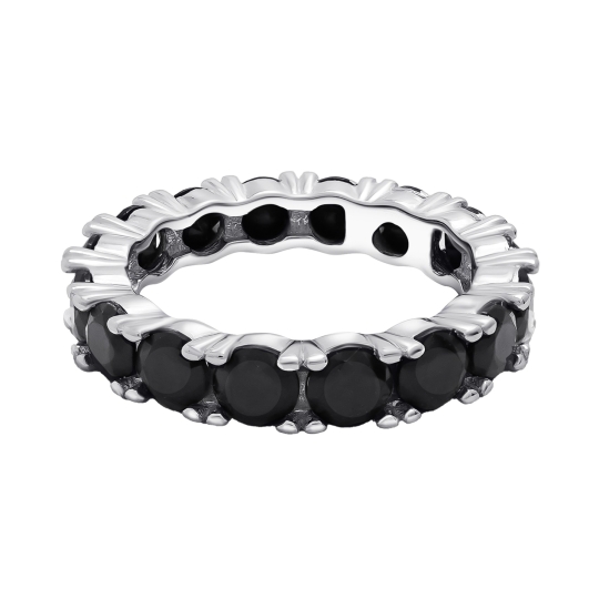 Серьги из серебра с черными фианитами