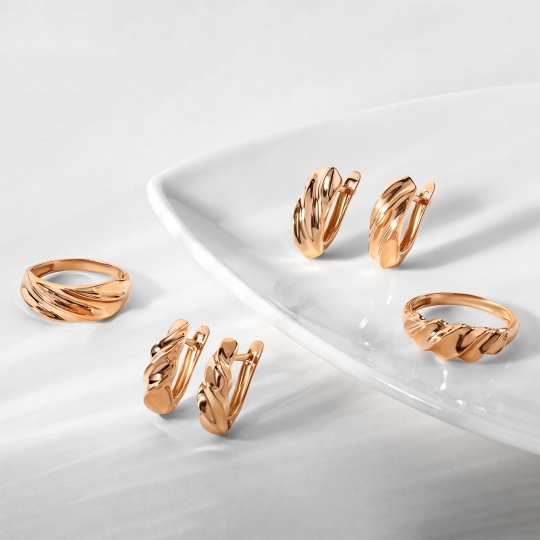 Серьги из золота с цитринами и эмалью "Лисицы"