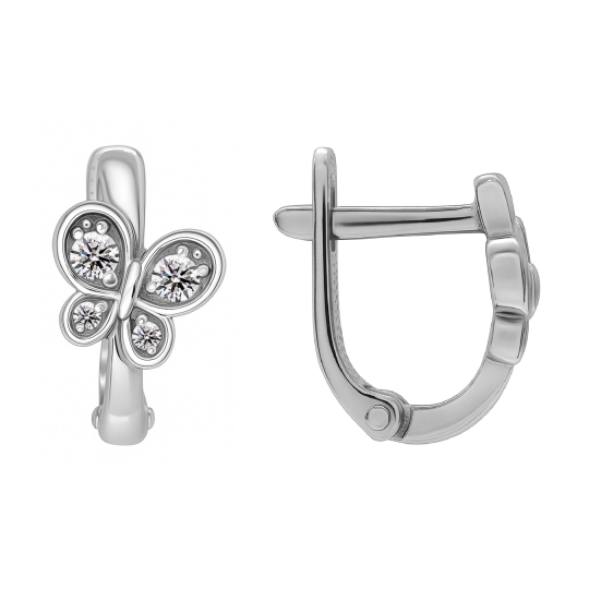 Серьги из серебра с фианитами