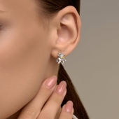Серьги из серебра с позолотой и фианитами