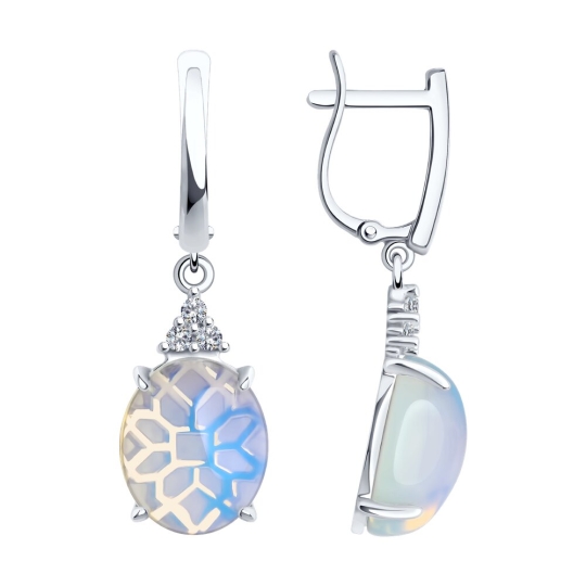 Серьги из серебра с фианитами