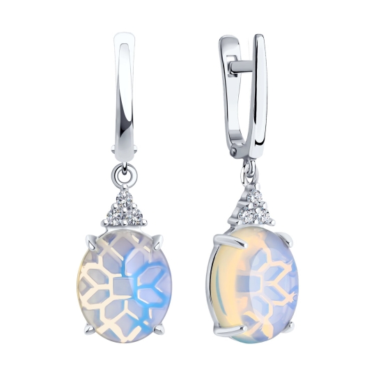 Серьги из серебра с фианитами