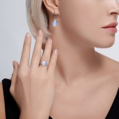 Серьги из серебра с опалитами и фианитами